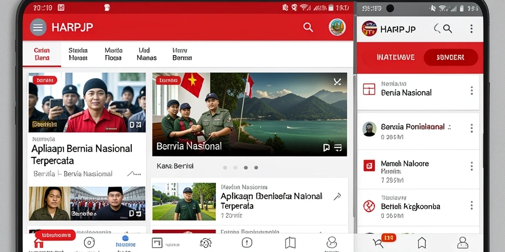 Tampilan antarmuka utama aplikasi HARAPJP yang menyajikan berita nasional.