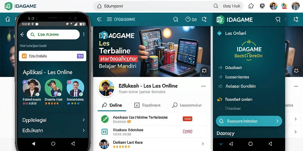 Antarmuka aplikasi Les Online IDAGAME yang intuitif dan mudah digunakan.