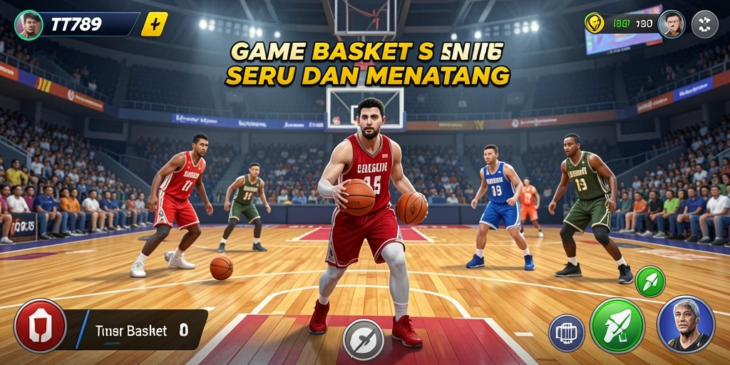 Antarmuka permainan TT789 menampilkan lapangan Basket yang realistis.