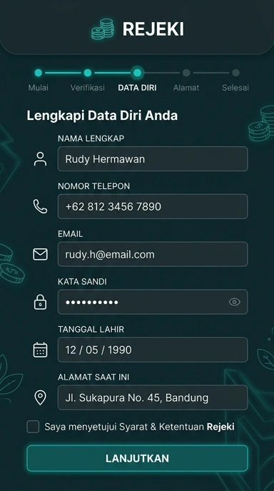 Tampilan halaman daftar rejeki